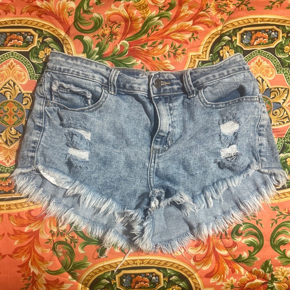 Cello Light Blue Distressed Denim Cutoff Shorts